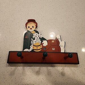 Vintage Clown Wall Hanging Wooden Coat Hook Dalmatian Dog